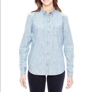 AA railroad striped chambray button down